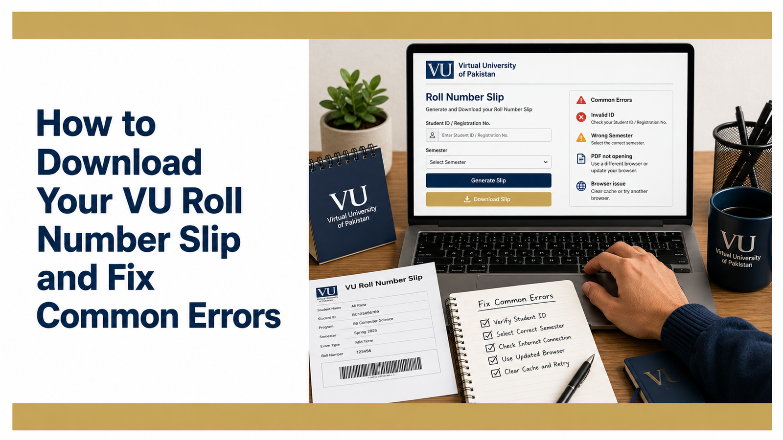 How to Download Your VU Roll Number Slip and Fix Common Errors